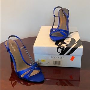 Nine West NIB Royal Blue Satin Heels